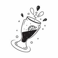 Floating cocktail shaker with citrus slices forming a vibrant splash with Shake It text concept as A lively illustration of a floating cocktail shaker with citrus slices cre Cleans vector
