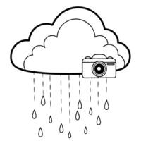 Floating Cloud with Abstract Rain Droplets and Copy Space concept as A cloud floats gently in mid air with abstract rain droplets falling around it representing the calm rhythm of Cleans Set 2 vector