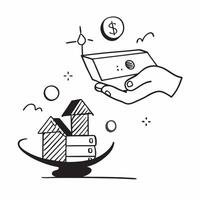 Floating coin stack and house with Investment Property text concept as A dynamic design featuring a floating coin stack and house with the text Investment Property The elem Cleans vector
