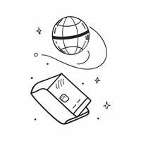 Floating credit card and globe with Global Transactions text concept as A sleek illustration featuring a floating credit card and globe with the text Global Transactions Th Cleans vector
