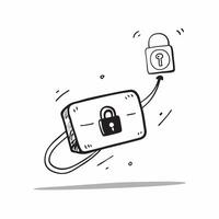 Floating digital lock with glowing keyhole on an isolated white background concept as A digital lock floating mid air with a glowing keyhole at its center all isolated on a white b Cleans vector