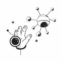 Floating digital spheres with connected nodes on an isolated white background concept as Two floating digital spheres connected by glowing nodes isolated on a white background The Cleans vector