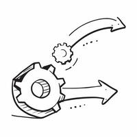 Floating gear and arrow with the word Direction concept as A design showing a gear and an arrow floating in mid air with the word Direction prominently displayed The elemen Cleans vector