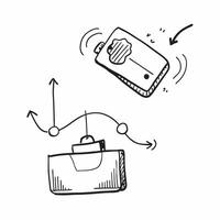 Floating graph and briefcase with the word Metrics concept as A design featuring a graph and a briefcase defying gravity with the word Metrics prominently displayed The ele Cleans vector