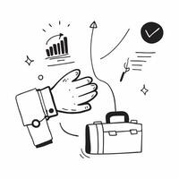 Floating handshake and briefcase with Partnership Growth text concept as A dynamic featuring a floating handshake and briefcase with the text Partnership Growth The design Cleans vector