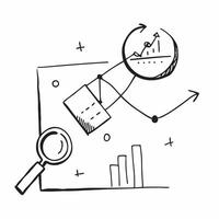Floating graph and magnifying glass with Market Analysis text concept as A dynamic design featuring a floating graph and magnifying glass with the text Market Analysis The Cleans Set 2 vector