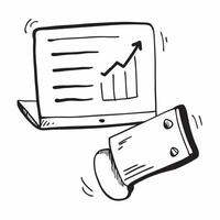 Floating laptop and bar chart with Marketing Performance text concept as A sleek illustration showcasing a floating laptop and bar chart with the text Marketing Performance Cleans vector