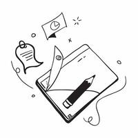 Floating laptop and pen with Content Creation text concept as A sleek design showcasing a floating laptop and pen with the text Content Creation The design is isolated on a Cleans vector
