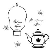 Floating Lantern and Teapot with Mid Autumn Wishes Text concept as A floating lantern and teapot with Mid Autumn Wishes text isolated on a white background The design emphasizes t Cleans vector
