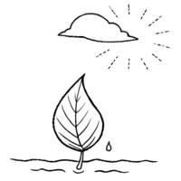Floating Leaf and Dew Drop with Morning Mist Text concept as A single leaf and dew drop appearing to float in mid air with Morning Mist text subtly included at the bottom The elem Cleans Set 2 vector
