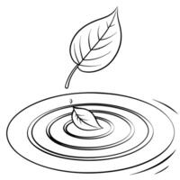 Floating Leaf with Abstract Ripple Effect and Copy Space concept as A single leaf slowly rotating in mid air with an abstract ripple effect emanating around it representing a tranq Cleans Set 2 vector
