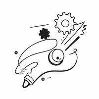 Floating light bulb and gears with Creative Process text concept as A sleek design showcasing a floating light bulb and gears with the words Creative Process The design is Cleans vector