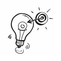 Floating light bulb and target with the word Innovation concept as A design showing a light bulb and a target floating in mid air with the word Innovation prominently displa Cleans vector