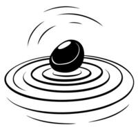 Floating Pebble with Abstract Ripple Effect and Copy Space concept as A smooth pebble floats in mid air with concentric ripples emanating from it representing the serenity of a nat Cleans vector