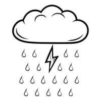 Floating Rain Drop and Thunder Symbol with Stormy Skies Text concept as A rain drop and thunder symbol floating together in mid air with Stormy Skies text subtly included at the bo Cleans Set 2 vector
