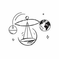 Floating scales and globe with Global Equity text concept as A design featuring floating scales and a globe with the text Global Equity The elements are isolated on a white Cleans vector