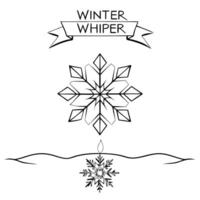 Floating Snowflake and Ice Crystal with Winter Whisper Text concept as A snowflake and ice crystal floating in mid air with Winter Whisper text at the bottom The elements are isol Cleans Set 2 vector