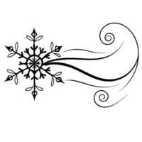 Floating Snowflake with Abstract Cold Breeze and Copy Space concept as A snowflake drifts in mid air with an abstract cold breeze swirling around it symbolizing the quiet stillness Cleans Set 2 vector