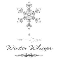 Floating Snowflake and Ice Crystal with Winter Whisper Text concept as A snowflake and ice crystal floating in mid air with Winter Whisper text at the bottom The elements are isol Cleans vector