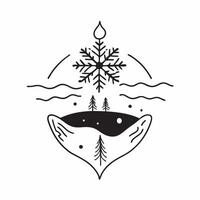 Floating Snowflake and Pine Needle with Winter Calm Text concept as A snowflake and pine needle floating together in mid air with Winter Calm text subtly included at the bottom Th Cleans Set 3 vector