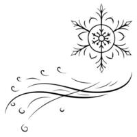 Floating Snowflake with Abstract Cold Breeze and Copy Space concept as A snowflake drifts in mid air with an abstract cold breeze swirling around it symbolizing the quiet stillness Cleans vector