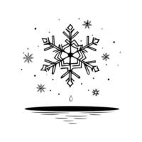 Floating Snowflake with Abstract Freeze Effect and Copy Space concept as A snowflake drifts in mid air with an abstract freeze effect swirling around it symbolizing the quiet still Cleans vector