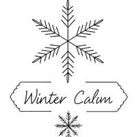 Floating Snowflake and Pine Needle with Winter Calm Text concept as A snowflake and pine needle floating together in mid air with Winter Calm text subtly included at the bottom Th Cleans vector