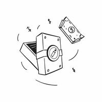 Floating vault door and money stack with Financial Security text concept as A dynamic illustration featuring a floating vault door and money stack with the text Financial Se Cleans vector
