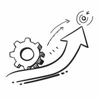 Flying arrow and gear with the word Efficiency concept as A design featuring a gear and an arrow seemingly defying gravity with the word Efficiency prominently displayed Th Cleans vector