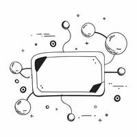 Floating tech spheres border with glowing nodes and copy space concept as A border frame featuring floating tech spheres with glowing nodes surrounding a central copy space The sp Cleans vector