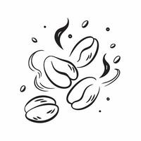 Flying coffee beans and cinnamon sticks forming a morning aroma with Wake Up text concept as A fragrant design of floating coffee beans and cinnamon sticks creating a swirli Cleans vector