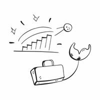 Flying briefcase and bar chart with the word Success concept as A design featuring a briefcase and a bar chart defying gravity with the word Success prominently displayed T Cleans vector