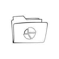 Folder icon with a pie chart concept as A folder icon with a pie chart emerging from it isolated on a white background This represents organized data storage and segmented analysi Cleans vector