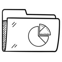 Folder icon with a pie chart concept as A folder icon with a pie chart emerging from it isolated on a white background This represents organized data storage and segmented analysi Cleans Set 2 vector