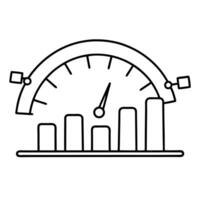 Gauge icon with a bar graph concept as A gauge icon with a bar graph integrated into the gauge isolated on a white background This composition represents performance measurement a Cleans vector