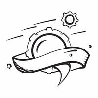 Futuristic gear border with rotating elements and copy space concept as A border frame with a futuristic gear design featuring rotating elements that frame a central copy space Th Cleans vector