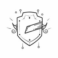 Futuristic shield border with glowing edges and copy space concept as A border frame featuring a futuristic shield design with glowing edges surrounding a central copy space The s Cleans vector