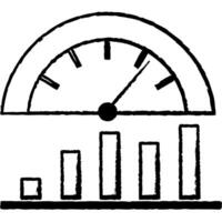 Gauge icon with a bar graph concept as A gauge icon with a bar graph integrated into the gauge isolated on a white background This composition represents performance measurement a Cleans Set 2 vector