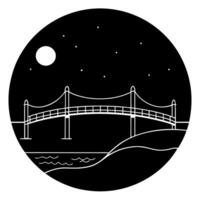 Glossy Bridge over a Moonlit River for Mid Autumn Festival concept as A glossy bridge spanning over a moonlit river with soft lighting reflecting off the water creating a serene an Cleans vector