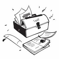 Glossy briefcase with a lock and financial documents spilling out on a desk concept as A high angle shot of a glossy briefcase with a lock slightly open with financial documents sp Cleans vector