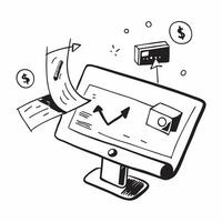 Glossy desktop monitor with floating holographic loan documents and interest rate graphs concept as A medium angle shot of a glossy desktop monitor displaying floating holographic Cleans vector