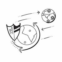 Glossy earth and shield with holographic climate protection symbols and global impact data concept as A dynamic image featuring a glossy earth and shield with floating holographic Cleans vector
