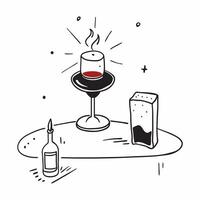 Glossy glass table with a red wine bottle and glowing candlelight concept as A moody low angle shot of a glossy glass table with a red wine bottle and glowing candlelight The came Cleans vector