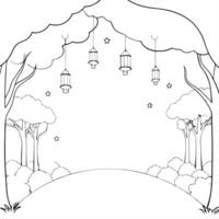 Glossy Forest Clearing with Lanterns for Mid Autumn Festival concept as A glossy forest clearing background illuminated by lanterns creating a mystical and reflective setting for t Cleans Set 2 vector
