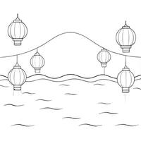Glossy Lake with Floating Lanterns for Mid Autumn Festival concept as A glossy lake background with floating lanterns reflecting the serene and peaceful atmosphere of the Mid Autum Cleans Set 2 vector
