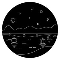 Glossy Lake with Floating Lanterns for Mid Autumn Festival concept as A glossy lake background with floating lanterns reflecting the serene and peaceful atmosphere of the Mid Autum Cleans vector