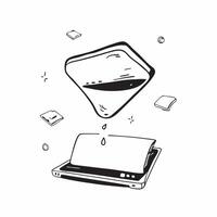 Glossy laptop with floating holographic wine glass and abundant copy space concept as A glossy laptop is centered on a white background with a holographic wine glass floating besid Cleans Set 6 vector