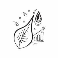 Glossy leaf and water droplet with holographic hydration and growth data concept as A sleek image featuring a glossy leaf and water droplet with floating holographic data represent Cleans vector