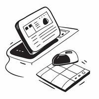 Glossy mouse and keyboard on a reflective desk surface with a financial application open concept as A close up shot of a glossy mouse and keyboard on a reflective desk surface with Cleans vector