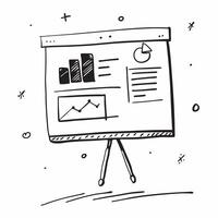 Glossy office with a presentation board displaying marketing strategies concept as A wide angle shot of a glossy office with a presentation board displaying key marketing strategie Cleans vector